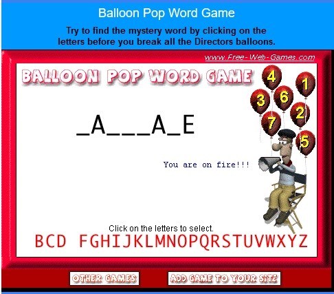 Balloon Pop Word Game