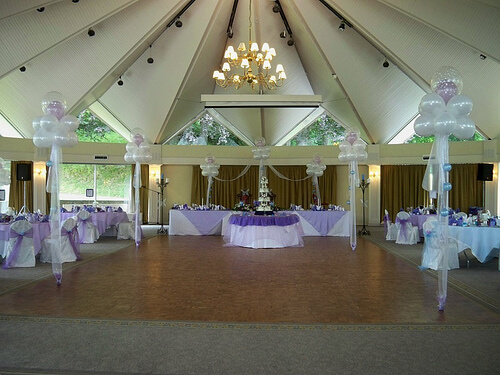Head table decoration with balloon clouds