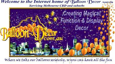 Balloon Decor decorating Melbourne Australia since 1983
