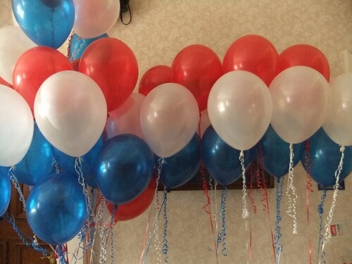 Red, white and blue balloons
