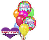 Happy Birthday balloon bouquet with mylar balloons.