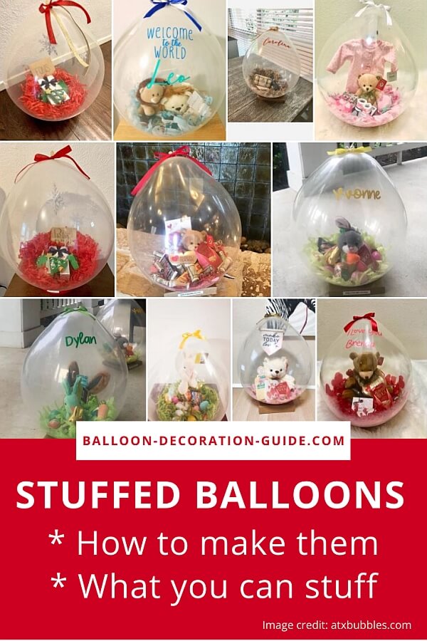 stuffed animals in balloons