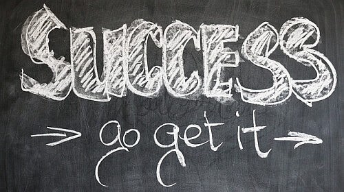 Go get your success! Blackboard with text: Success - Go Get It!