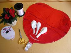 Materials for making a Valentines balloon bouquet Valentine balloon bouquet materials