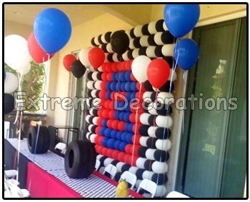 Balloon backdrop created with the help of a Rouse Matrix grid