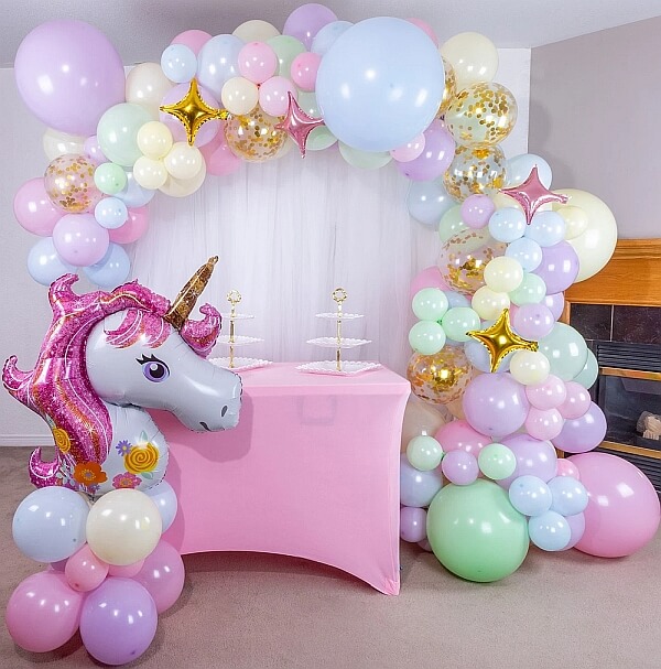 Unicorn balloon arch kit from Shimmer and Confetti