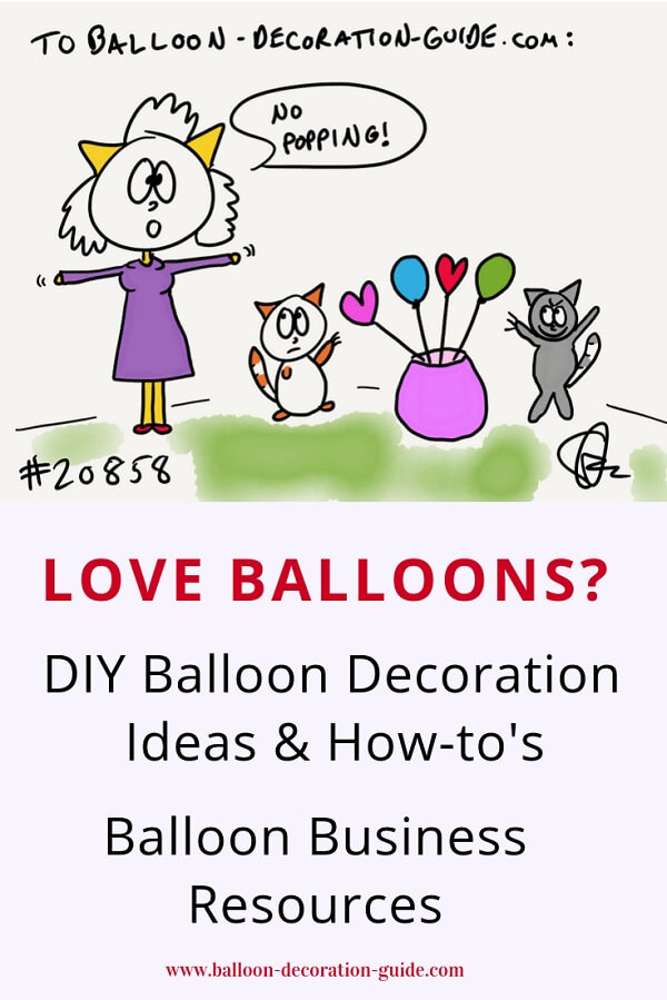 Cats and balloons drawing by Steve Gadlin for bloonsup.com, formerly balloon-decoration-guide.com
