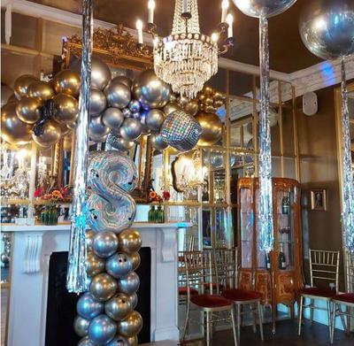 Disco Party decor with luxury gold and chrome balloons